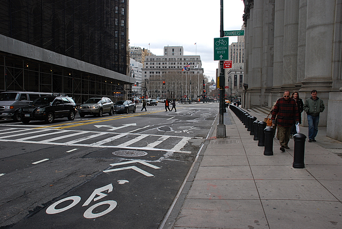 centre-st-bike-sharrows-exiting-brooklyn-bridge-at-chambers centre-st-bike-sharrows-exiting-brooklyn-bridge-at-chambers