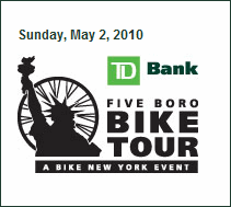 Five Boro Bike Tour: Sunday, May 2nd, 2010