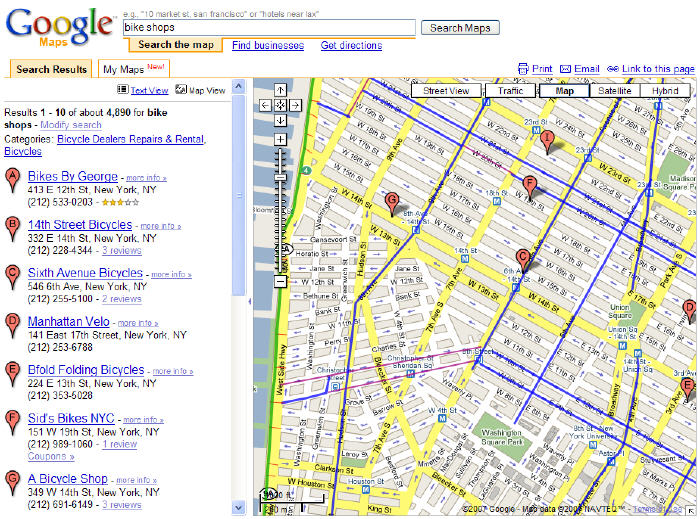View the nyc bike map with google's my maps