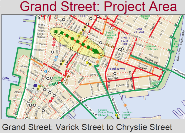 Grand Street Protected Bicycle Path