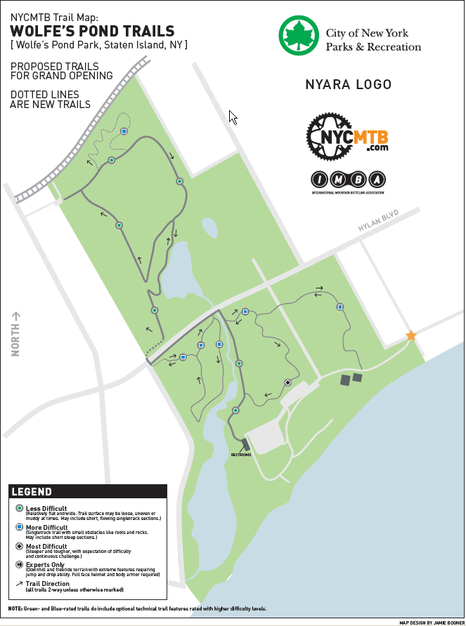 Wolfe's Pond Park Mountain Bike Trails Map:  Click for Full Size